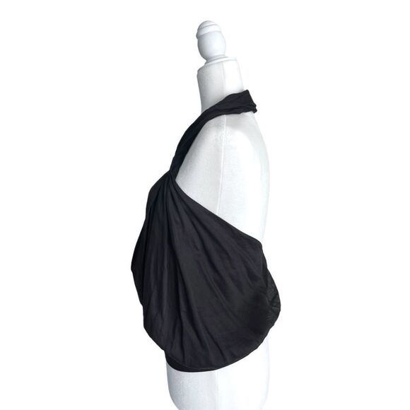FERRAGAMO Black Halter Neck Top in Cotton Voile - Picture 2 of 11